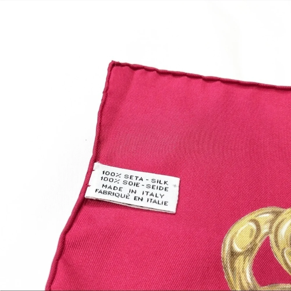 Chanel scarf 100% silk made in Italy royal chains with red fabric